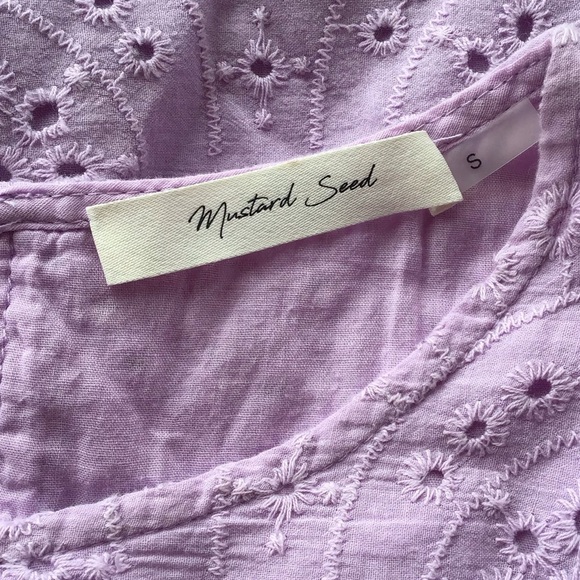 Mustard Seed Boho Lavender Eyelet Dress Size Small - Picture 4 of 5